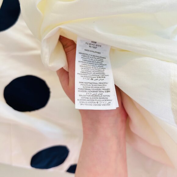 Boden Winifred Dress Womens Size 12 Cream Navy Blue Dot Midi Fit Flare Cotton - Picture 8 of 14